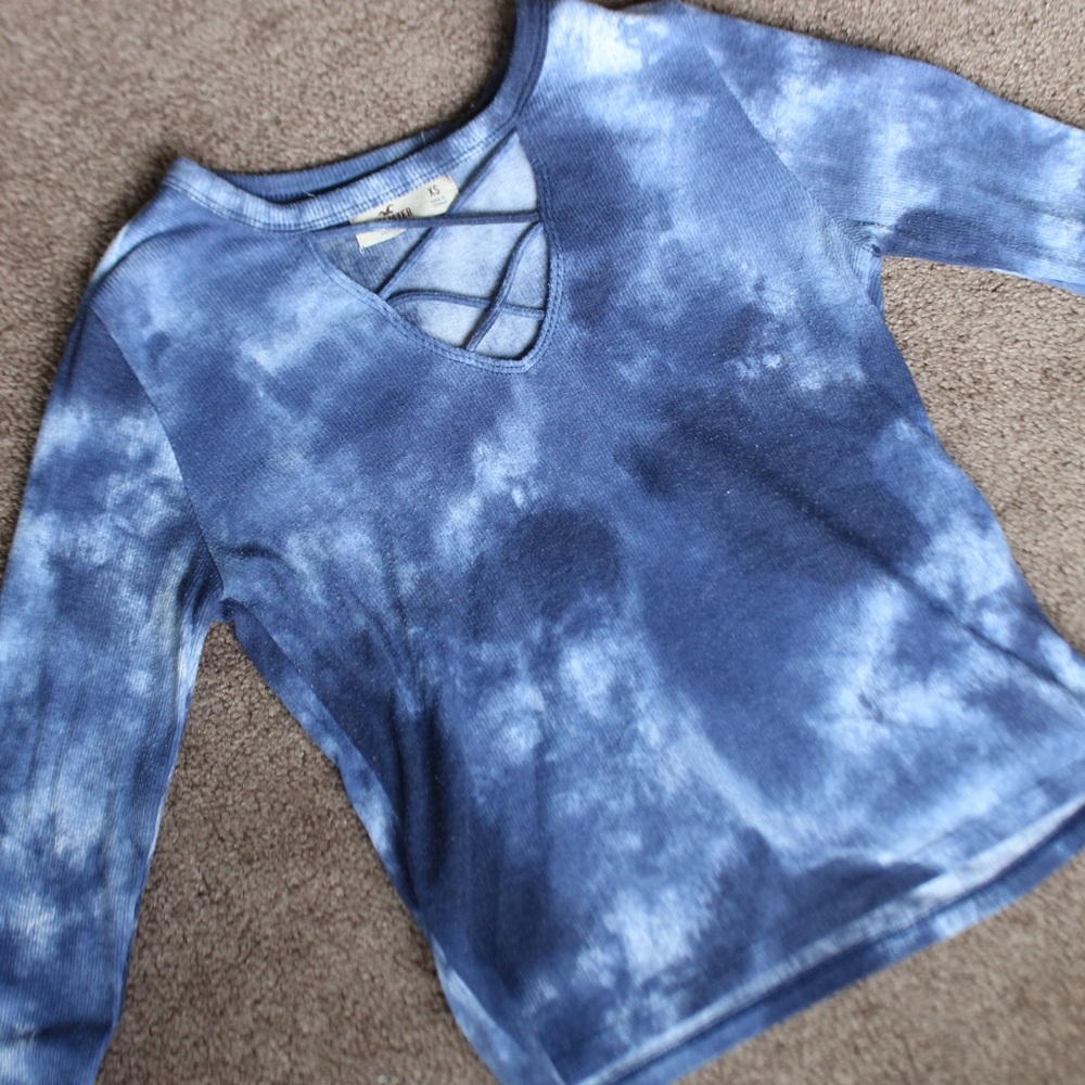 Hollister Navy Tie-Dye Blouse
